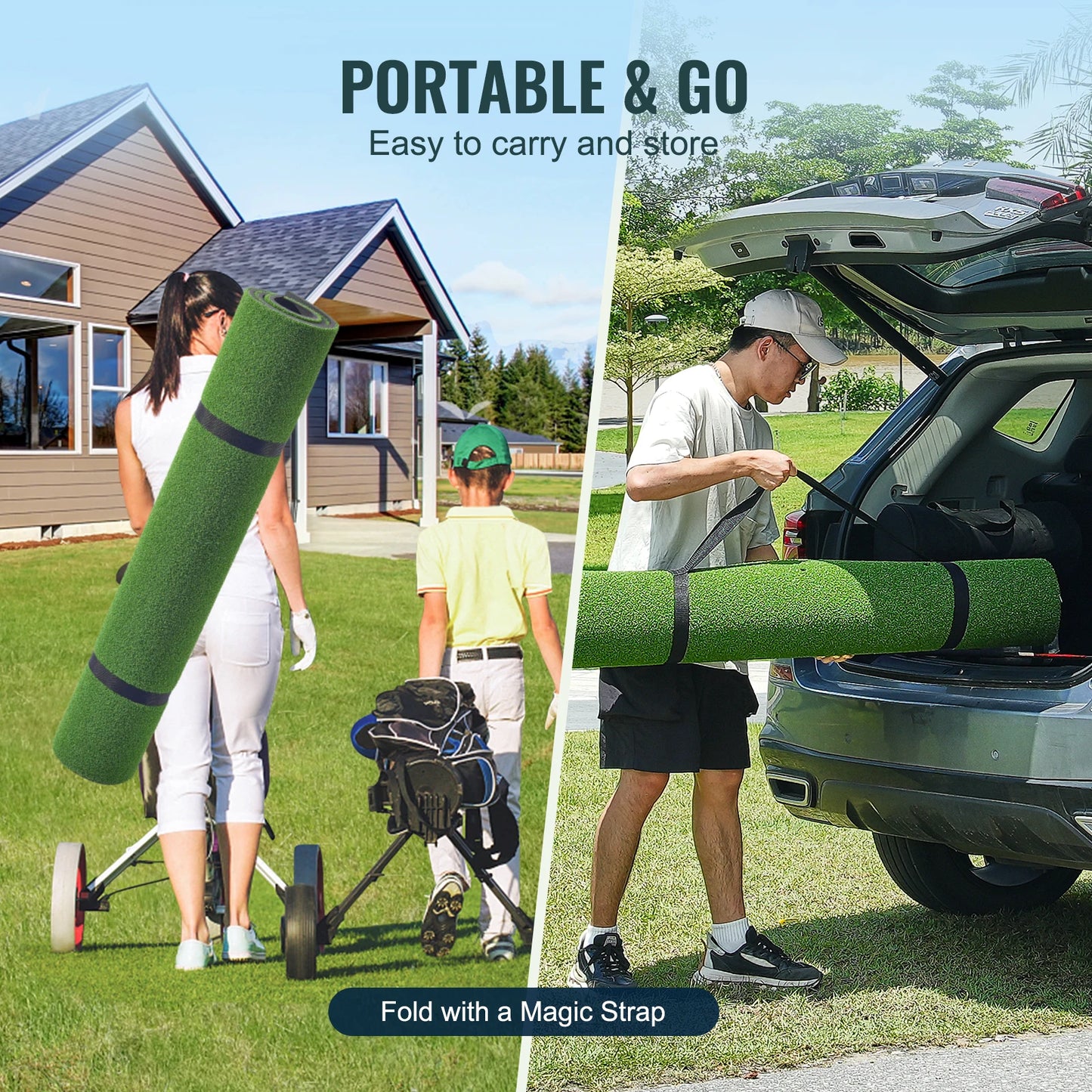 Succebuy 5/10/15Mm Golf Hitting Mat Artificial Turf Golf Hitting Mat Golf Hitting Training Aids W/Golf Tees Golf for Practice