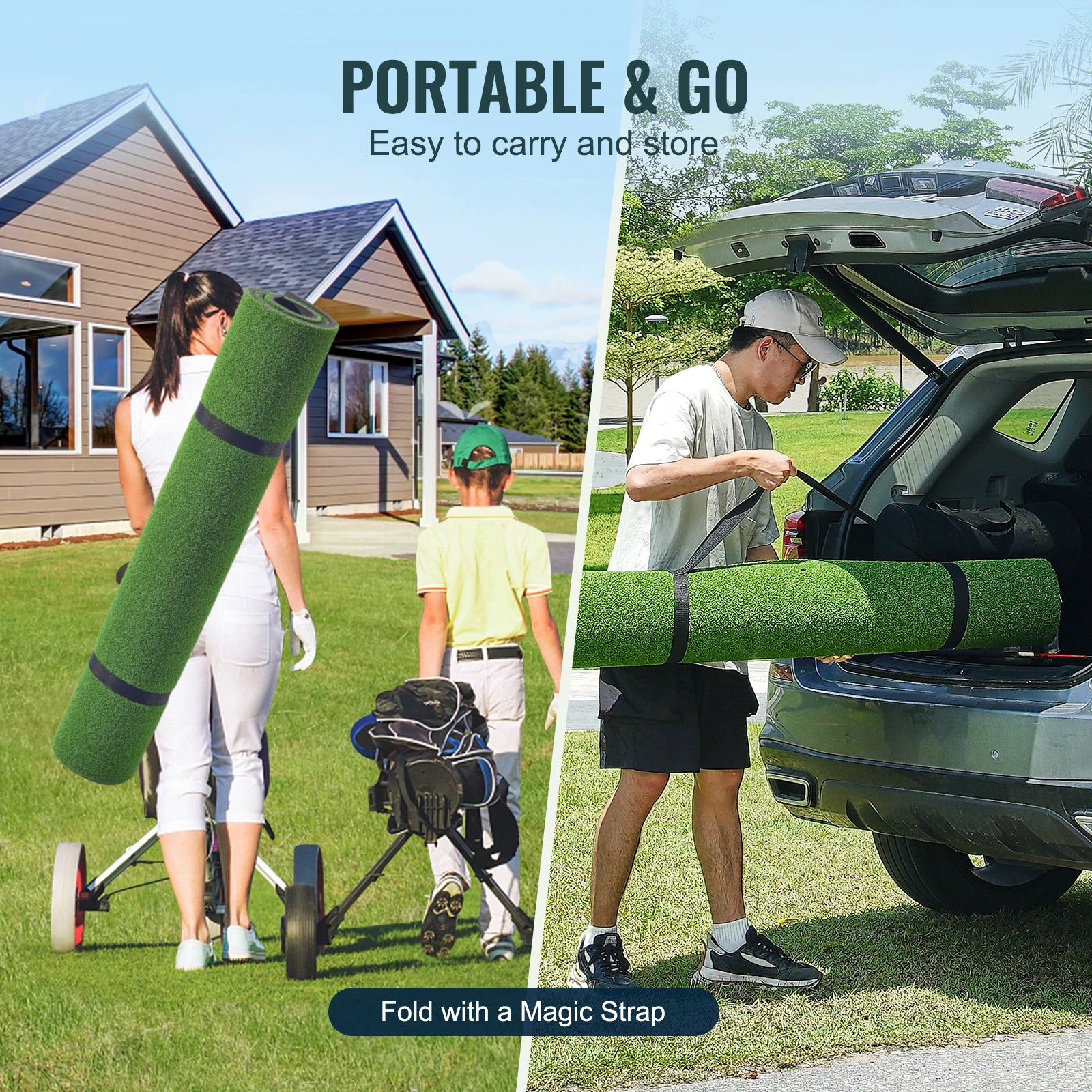 Succebuy 5/10/15Mm Golf Hitting Mat Artificial Turf Golf Hitting Mat Golf Hitting Training Aids W/Golf Tees Golf for Practice