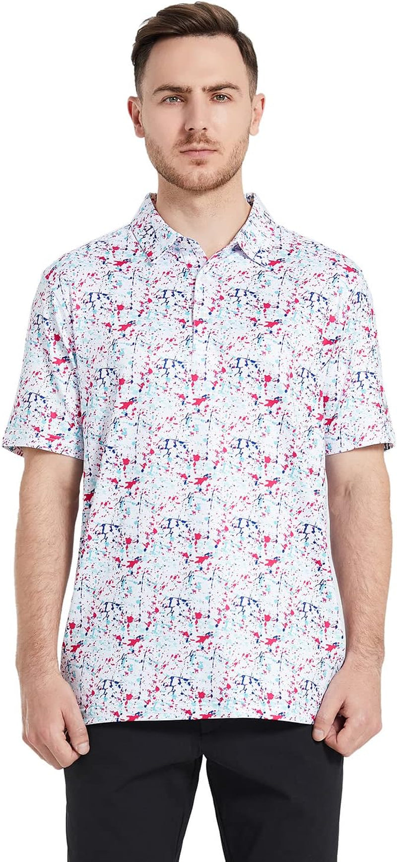 Men'S Golf Polo Shirts Short Sleeve Striped Performance Moisture Wicking Dry Fit Golf Shirts for Men