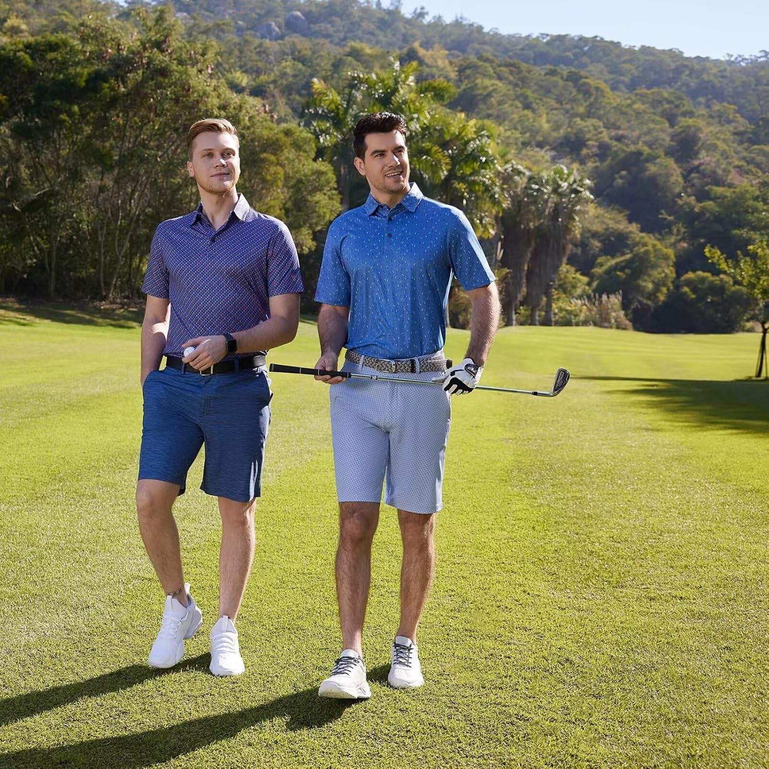 Men'S Golf Polo Shirts Short Sleeve Striped Performance Moisture Wicking Dry Fit Golf Shirts for Men